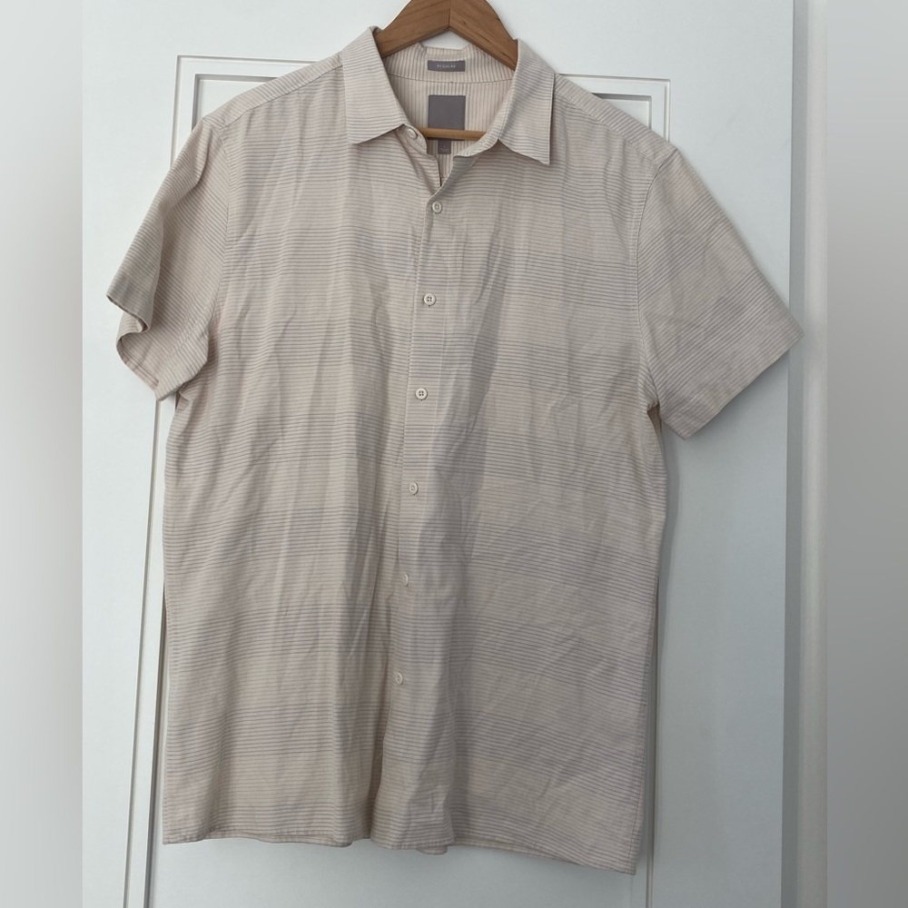 A Frame Mens Large Pink Slim Short Sleeve Button Up Shirt